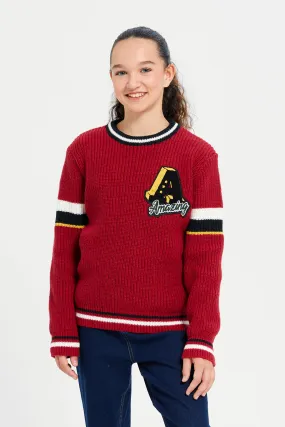 Senior Girls Red Knitted Pullover