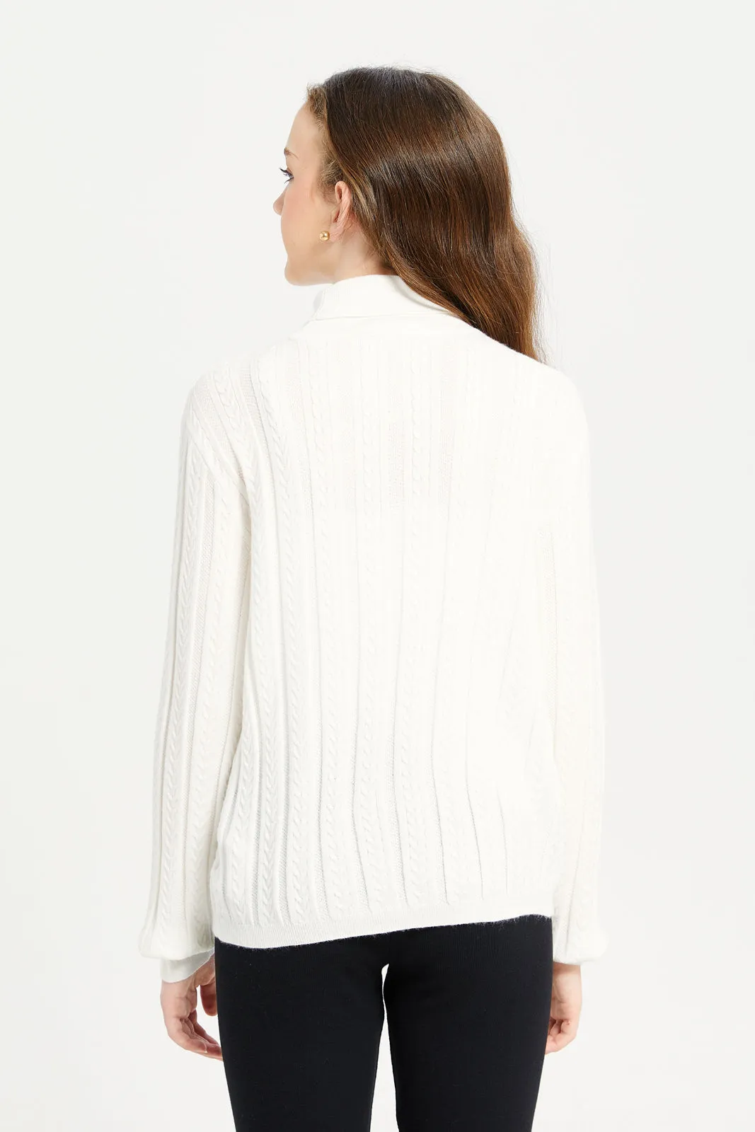 Senior Girls White Knitted Pullover