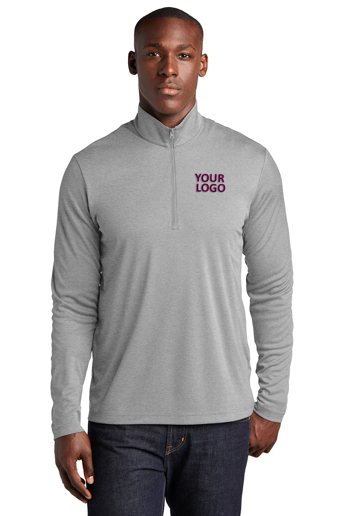 Sport-Tek Endeavor Customized 1/4-Zip Pullovers, Light Grey Heather