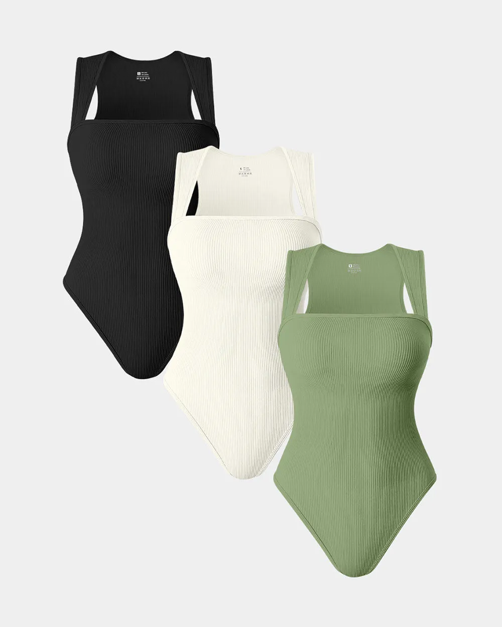 Square Neck Sleeveless Bodysuits