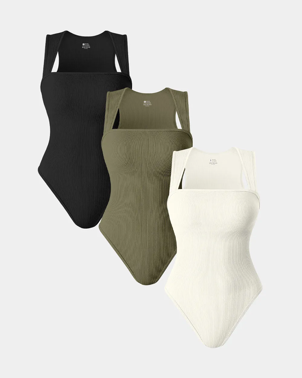 Square Neck Sleeveless Bodysuits