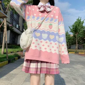 Strawberry Pastel Knit Sweater