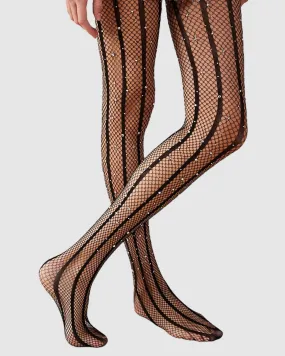 Strobed Glitter Fishnet Tights