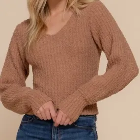 Sweater Girl Top in Camel