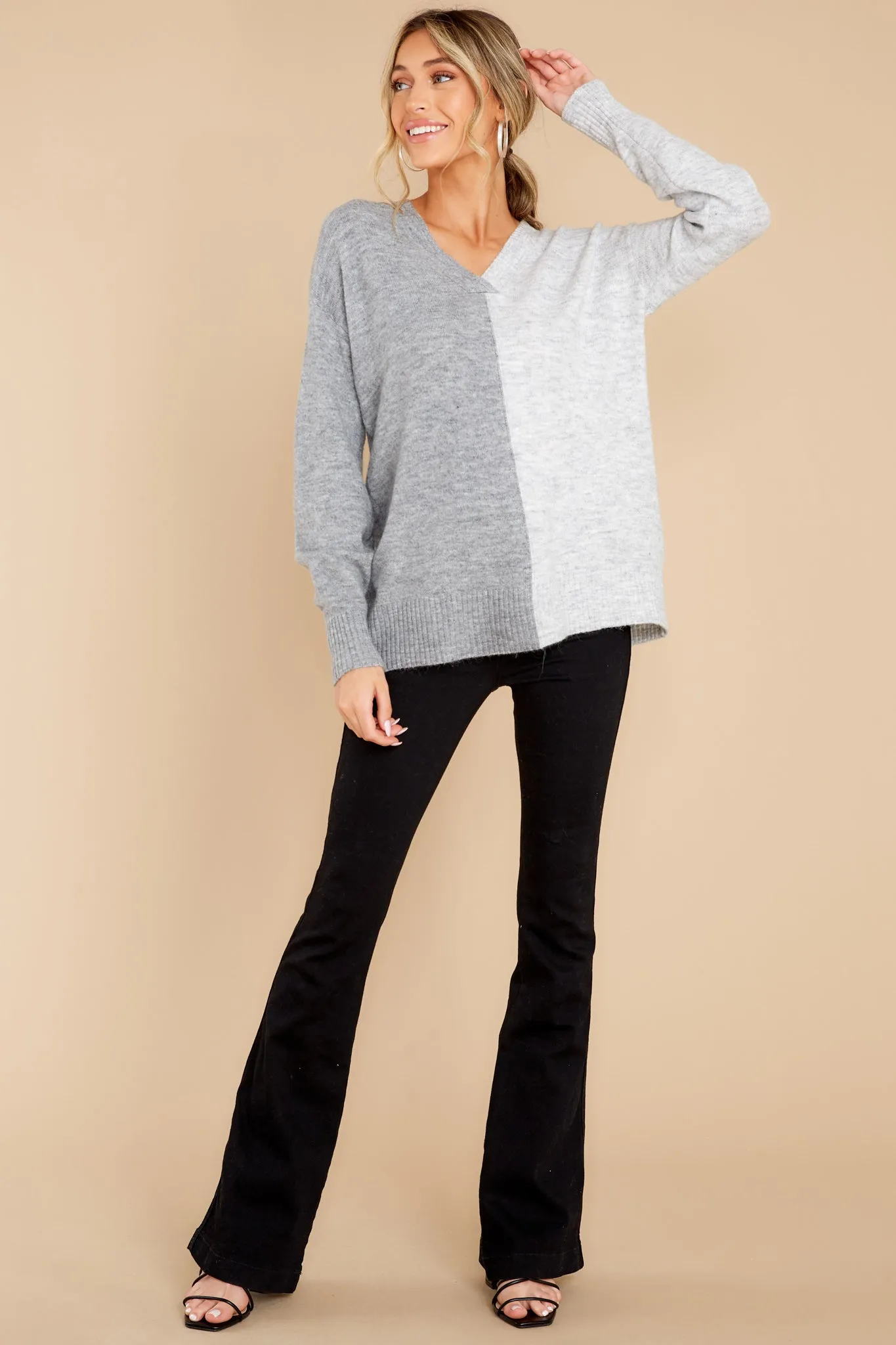 Switch It Up Charcoal And Heather Grey Sweater