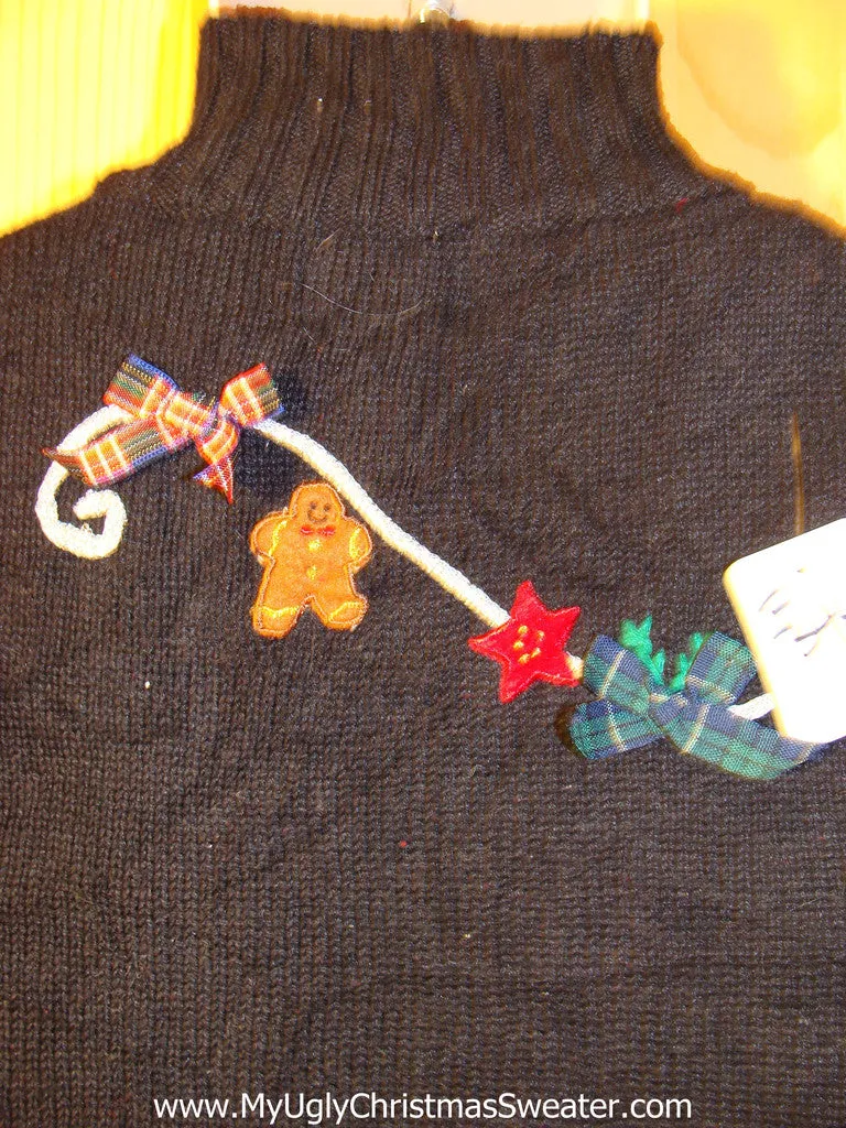 Tacky Ugly Christmas Sweater Vest 2sided Santa with 3D Bows(f344)