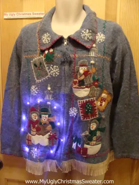 Tacky Ugly Christmas Sweater with Lights and Fringe (g56)