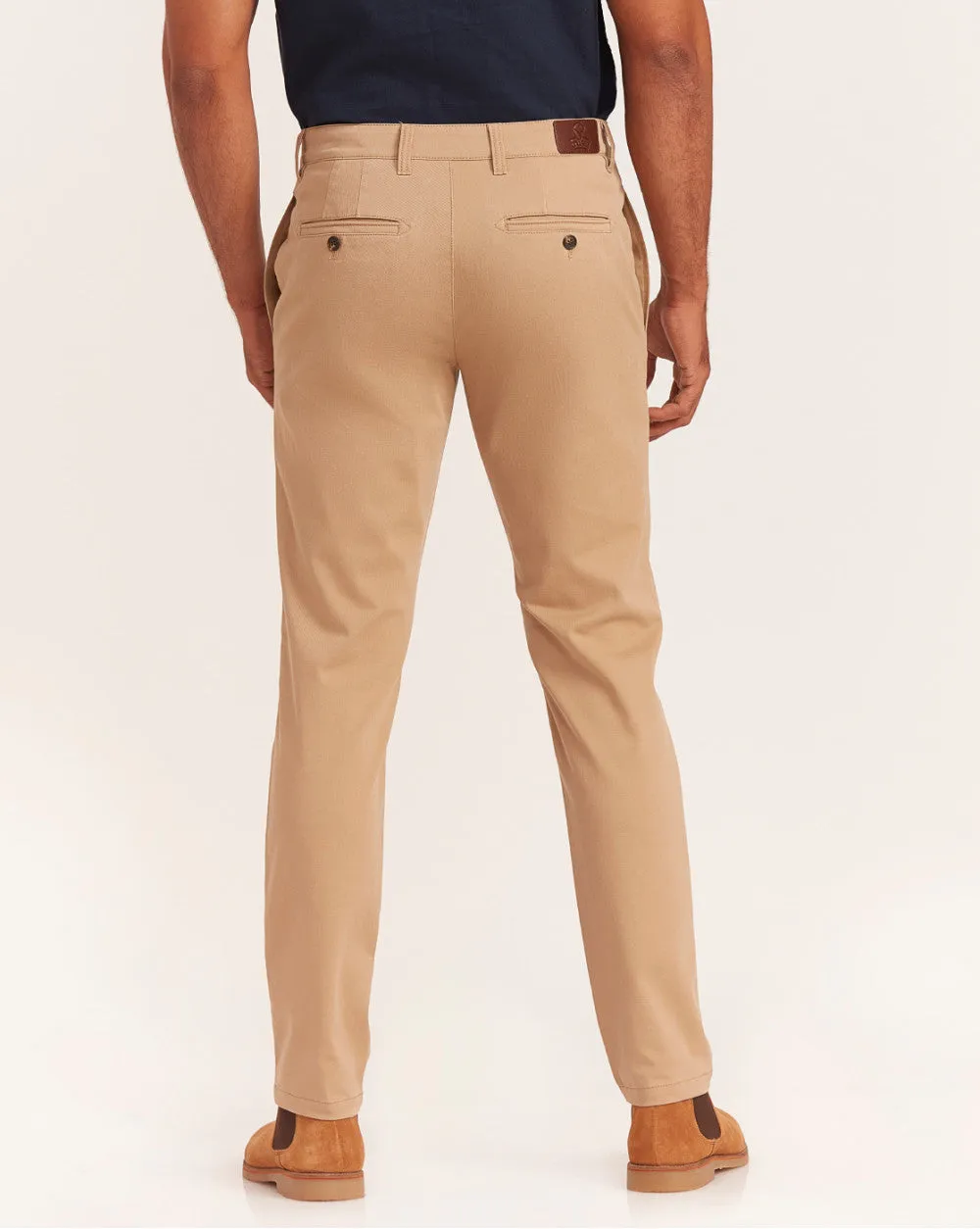 Tapered Fit Chinos With Straight Pockets - Camel Brown