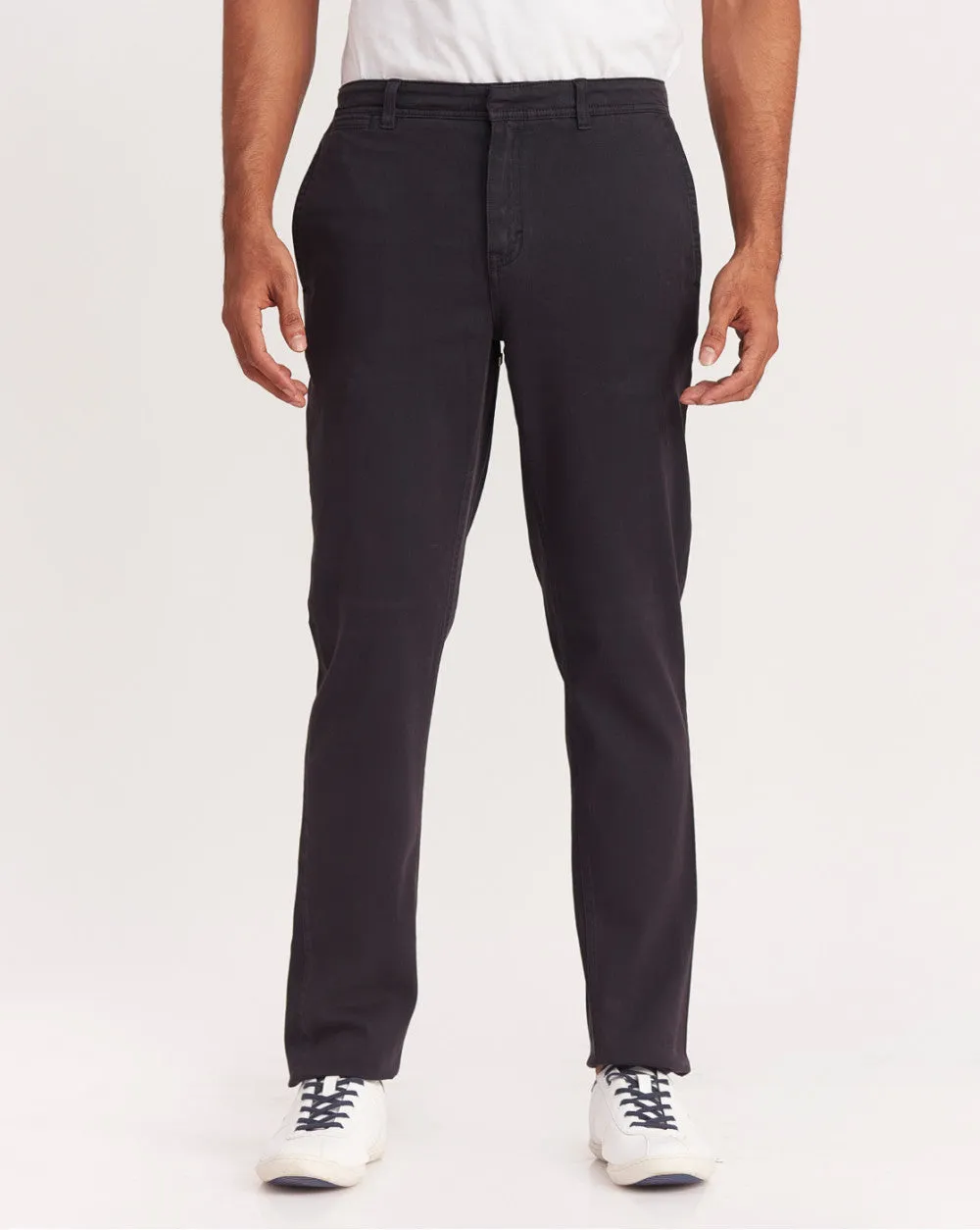 Tapered Fit Garment Dyed Chinos - Jet Black