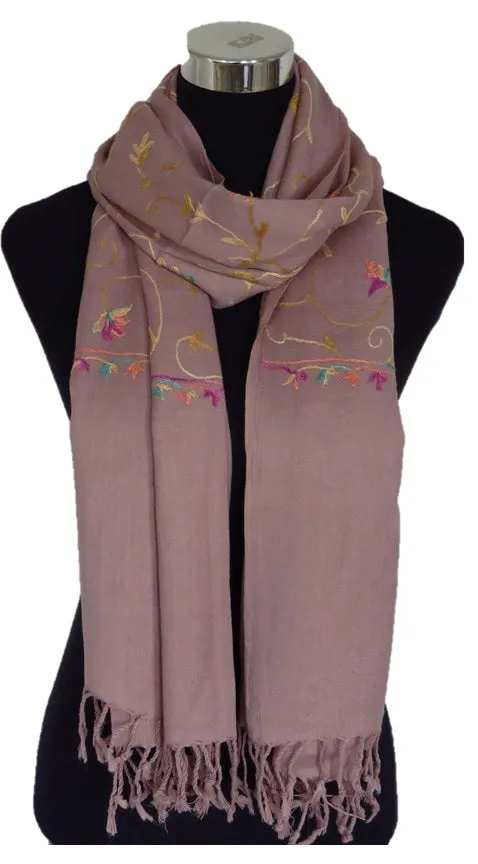 Tea Pink Embroidered Pashmina