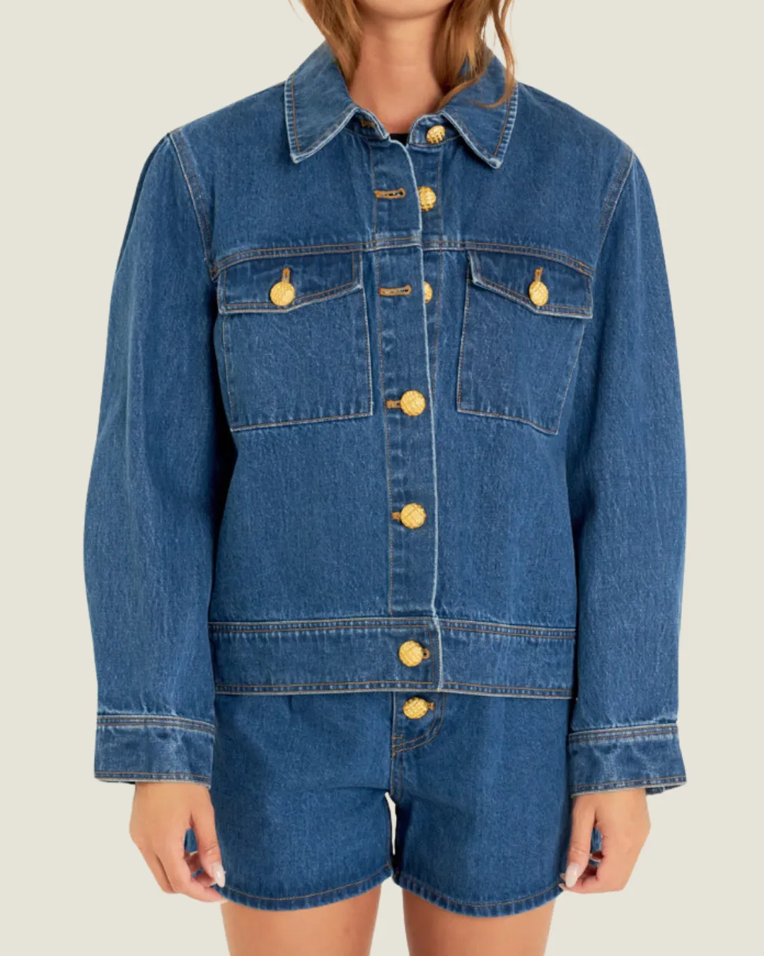 The Frame: Denim Jacket with Brass Buttons