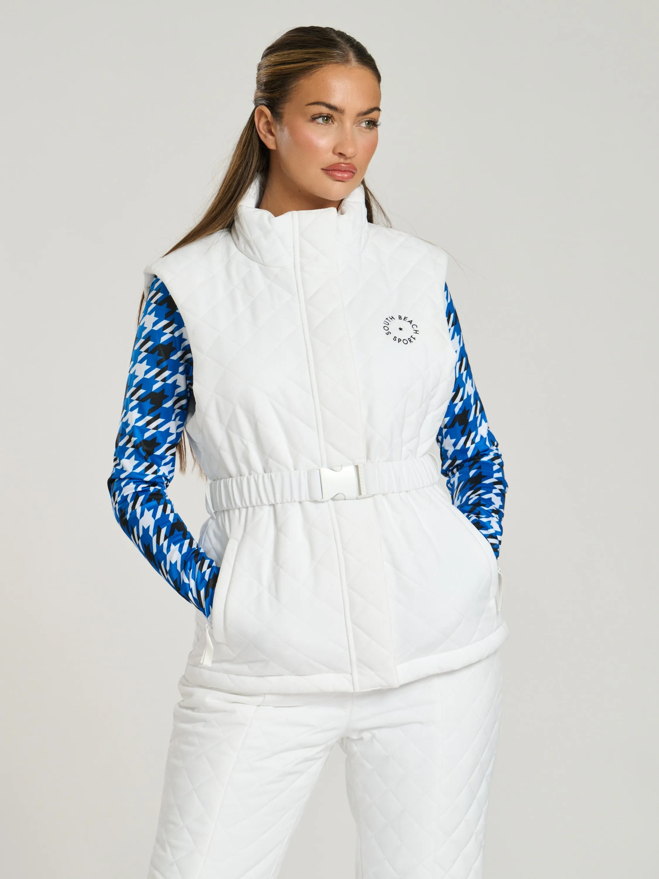 The 'Peak' padded gilet in snow white