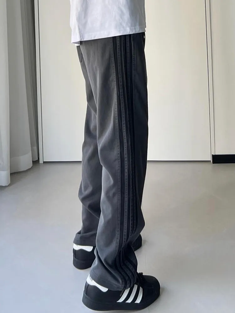 Three-bar American Retro Side Striped Sports Pants