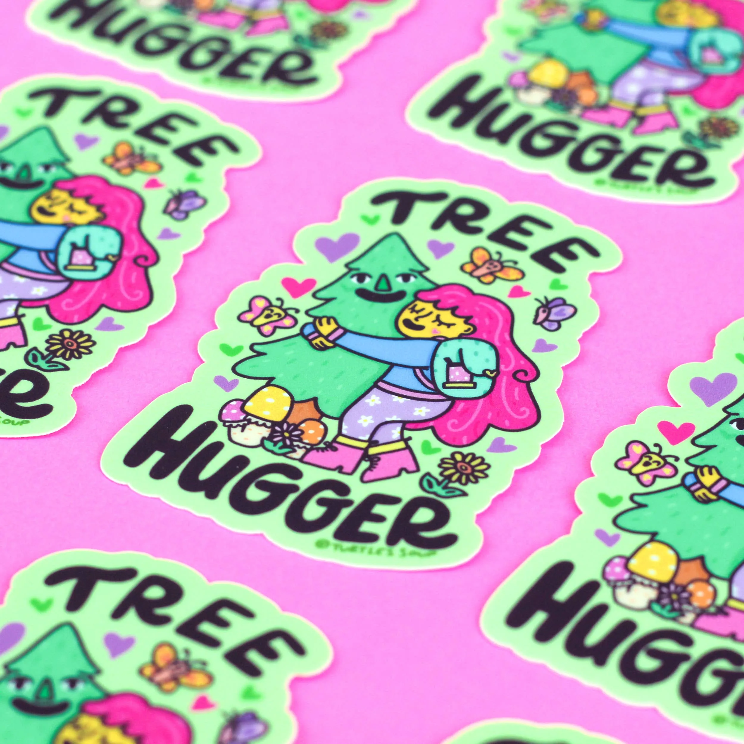 Tree Hugger Love Our Planet Holiday Gift Vinyl Sticker