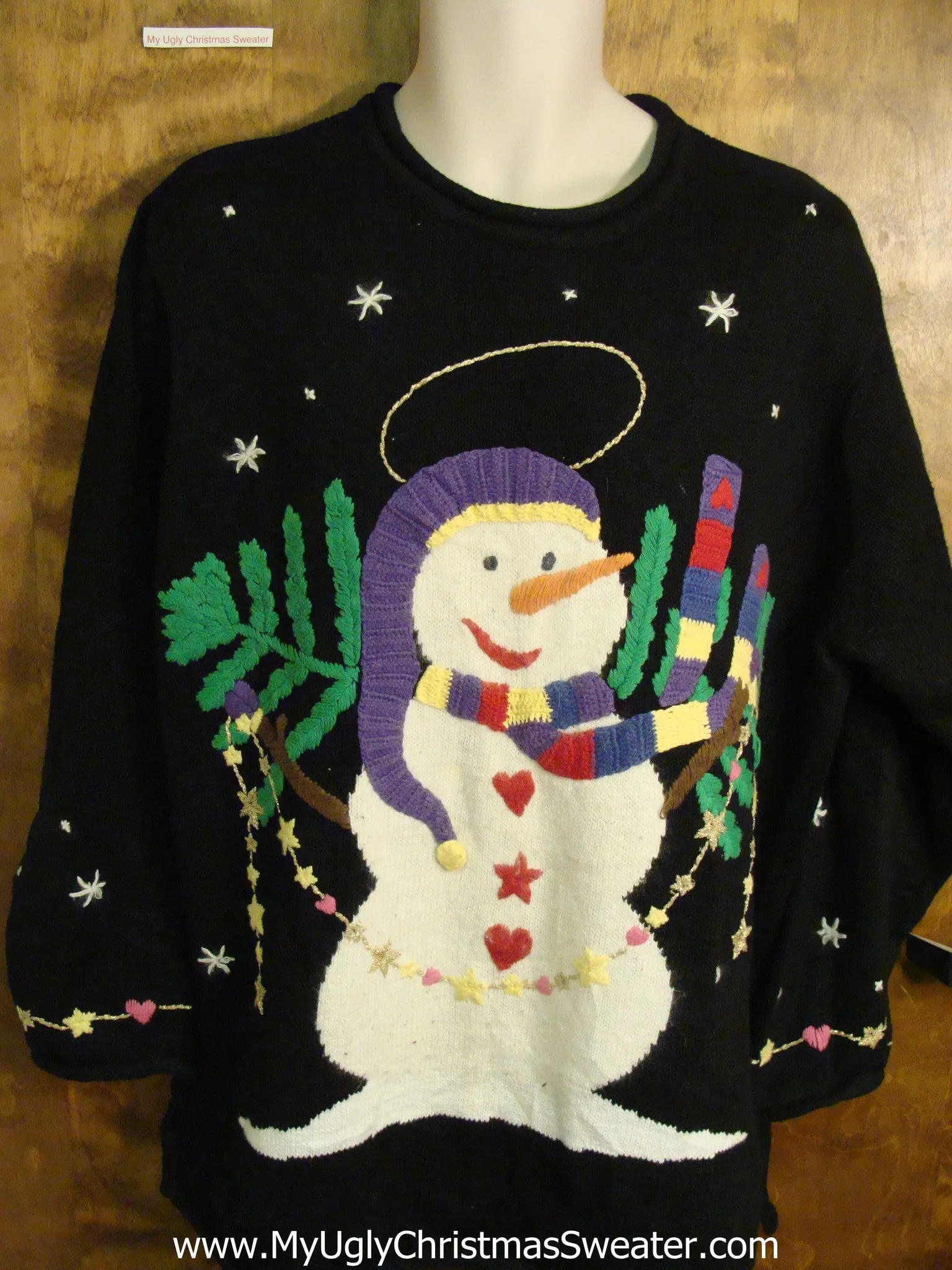 Ugly Christmas Sweater with Happy Snowman