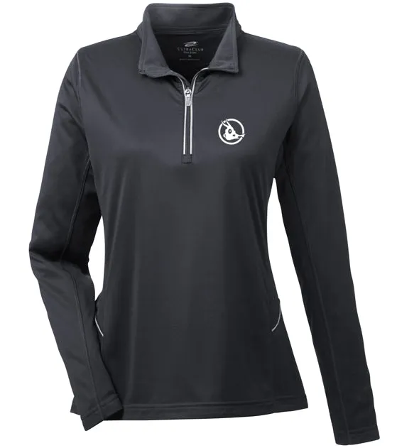 UltraClub Women's Cool & Dry Sport Quarter-Zip Pullover with Cowfish Logo