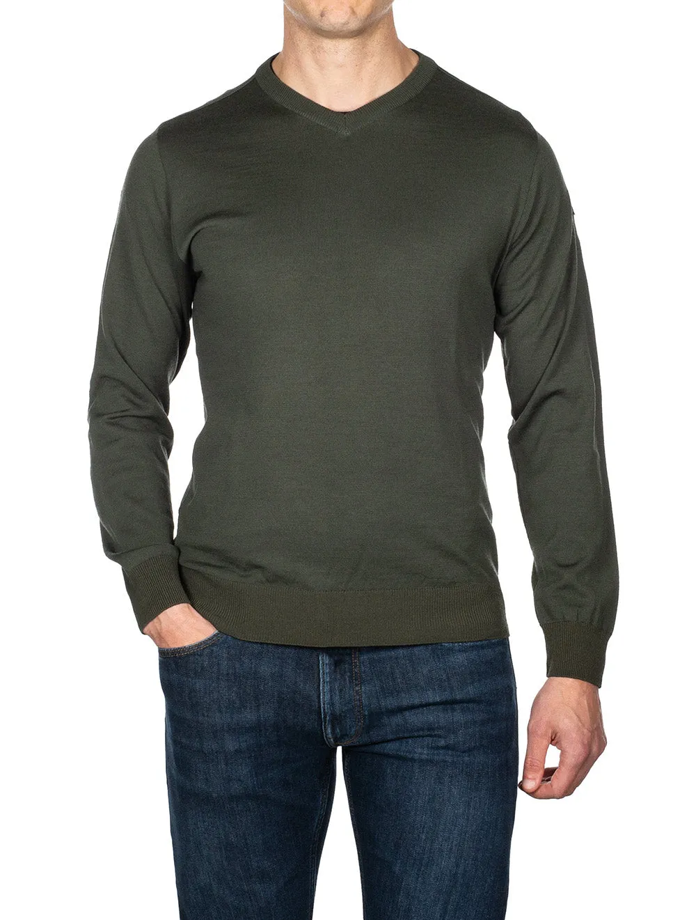 V Neck Jumper Olive