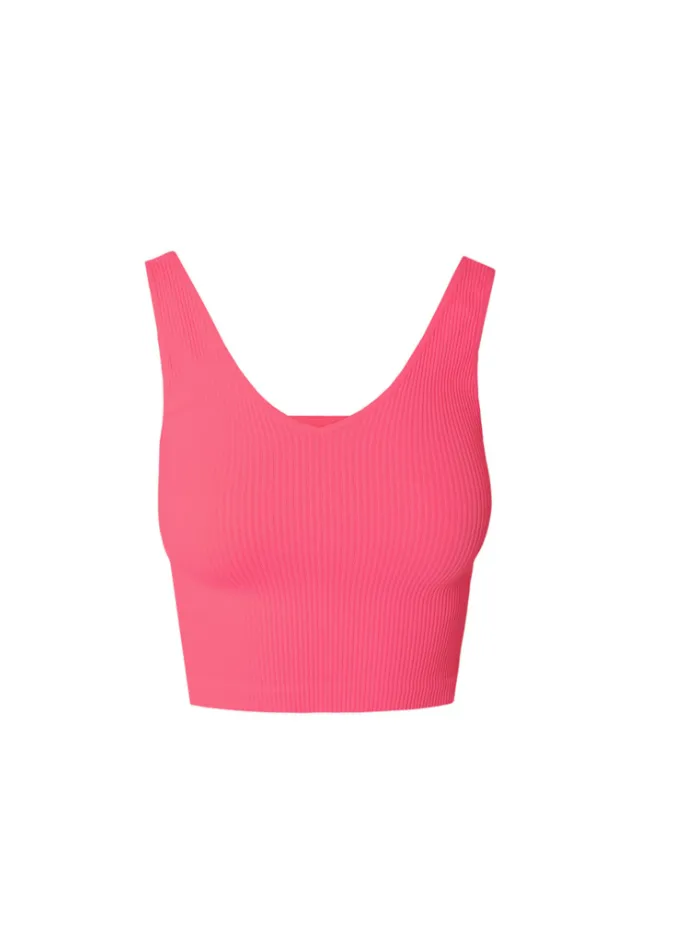 V Neck Ribbed Crop Top