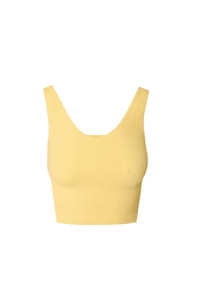 V Neck Ribbed Crop Top