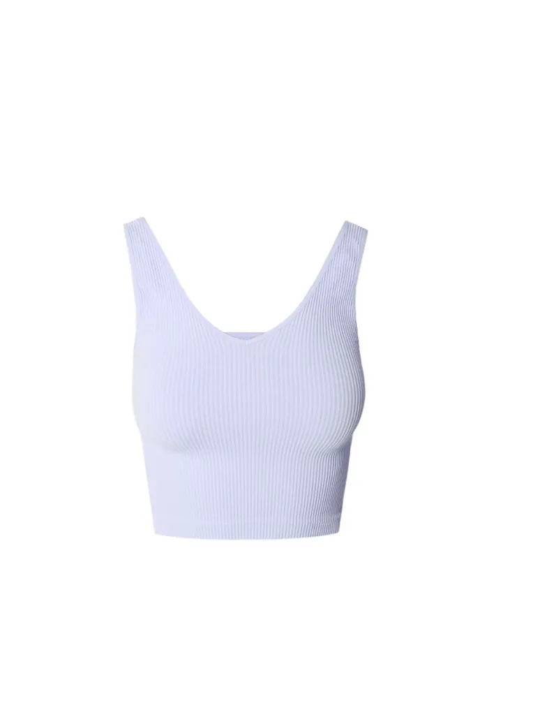 V Neck Ribbed Crop Top