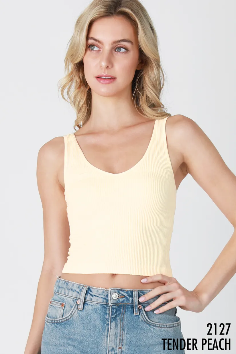 V Neck Ribbed Crop Top