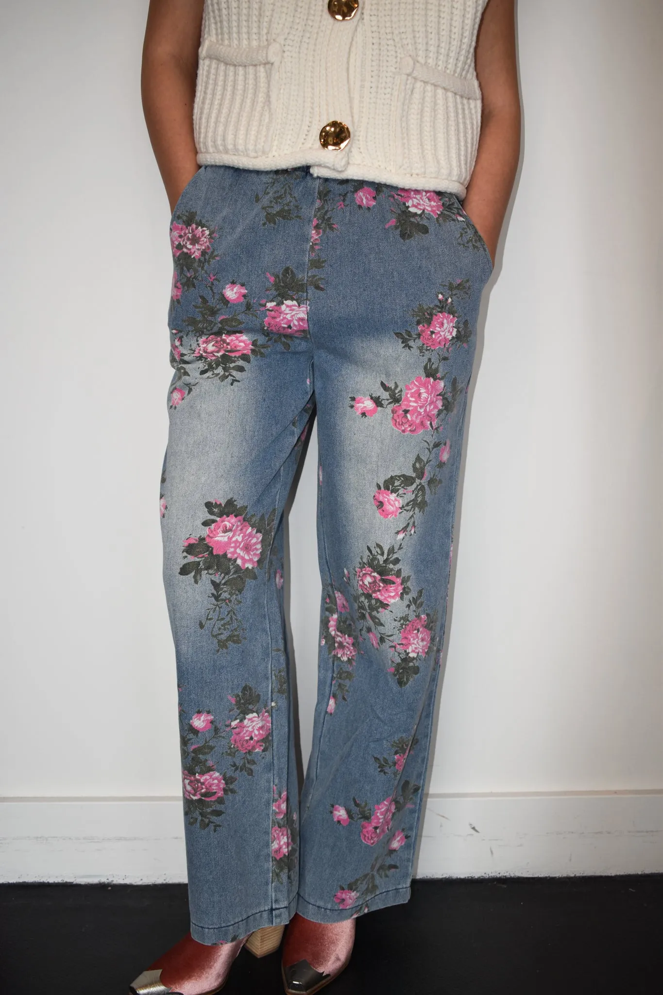 Vintage Floral Painted Denim