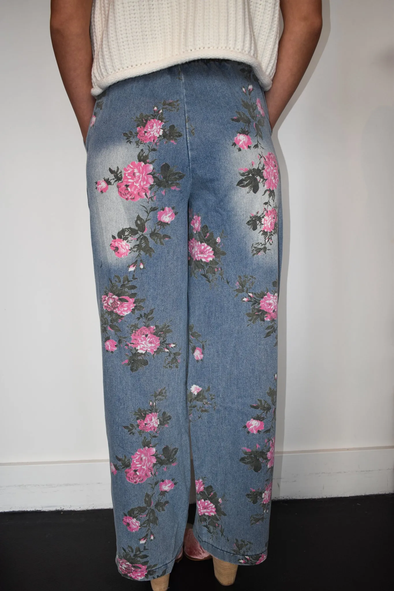 Vintage Floral Painted Denim