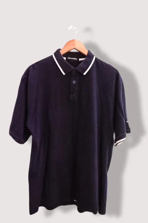 Vintage Footwork navy blue large regular fit mens polo shirt