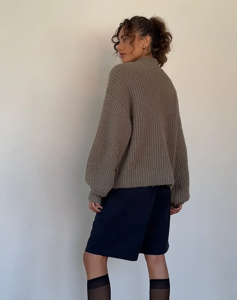 Viola Oversized Knitted Jumper in Light Olive