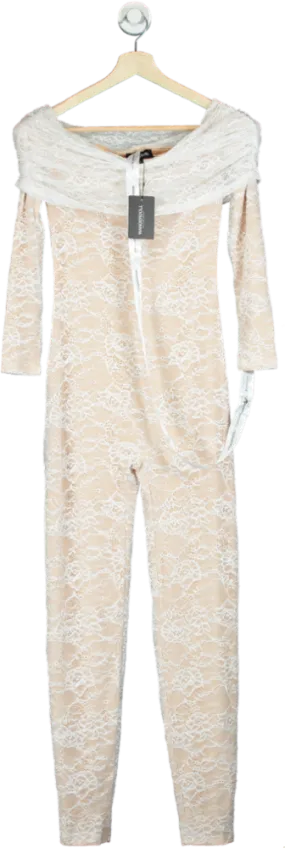 Wanderdoll Beige Lace Romper Medium