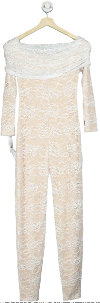 Wanderdoll Beige Lace Romper Medium