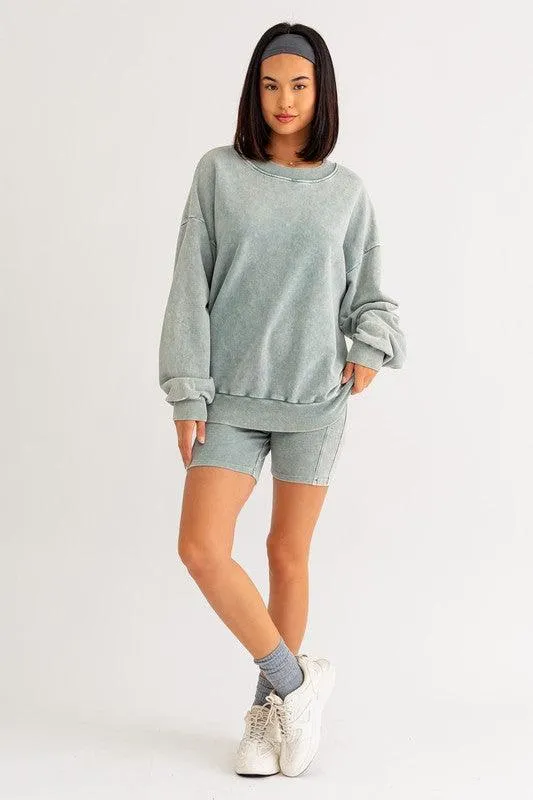 Washed Oversized Pullover Sweatshirt