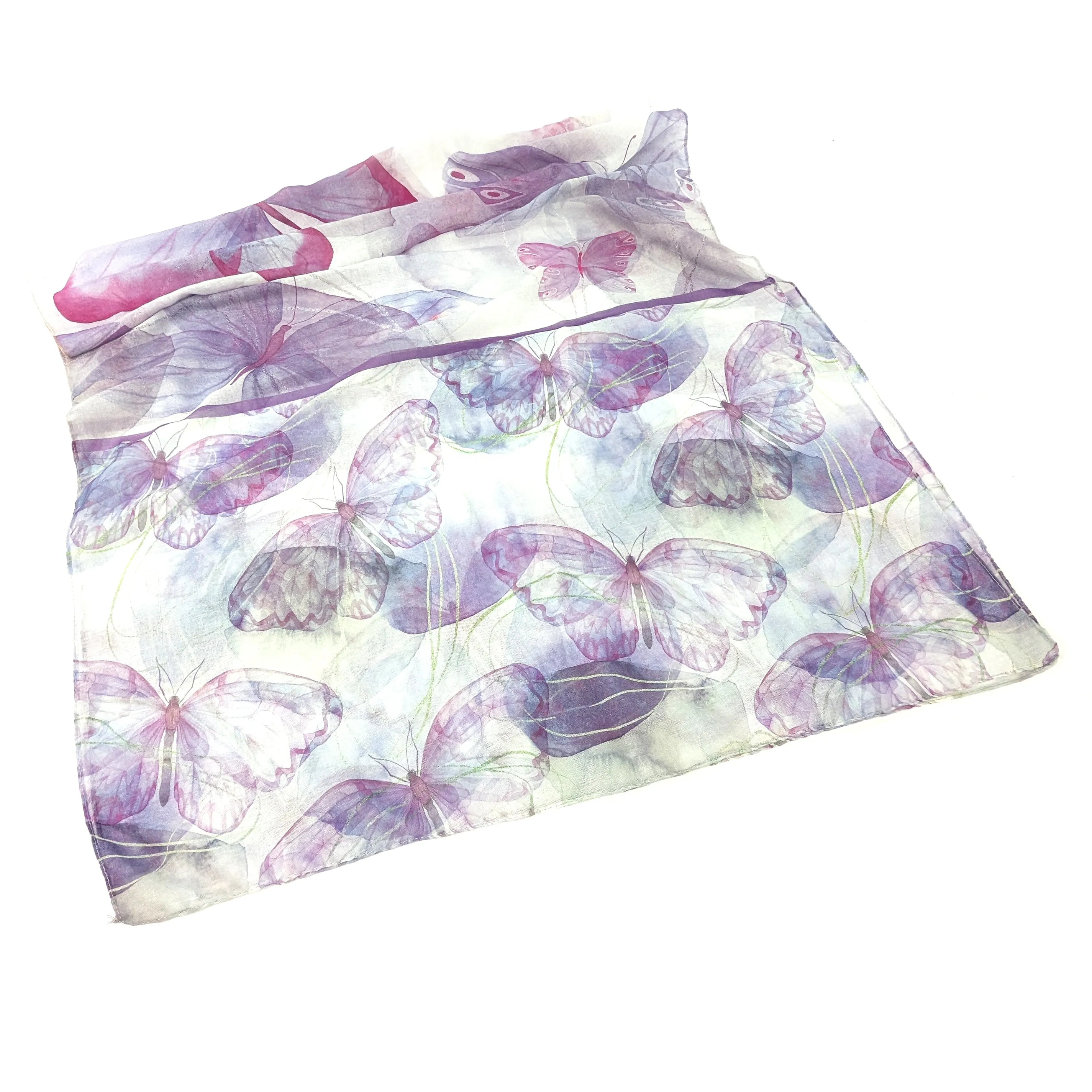 Watercolour Butterfly Scarf - Iris Purple (50x180cm)