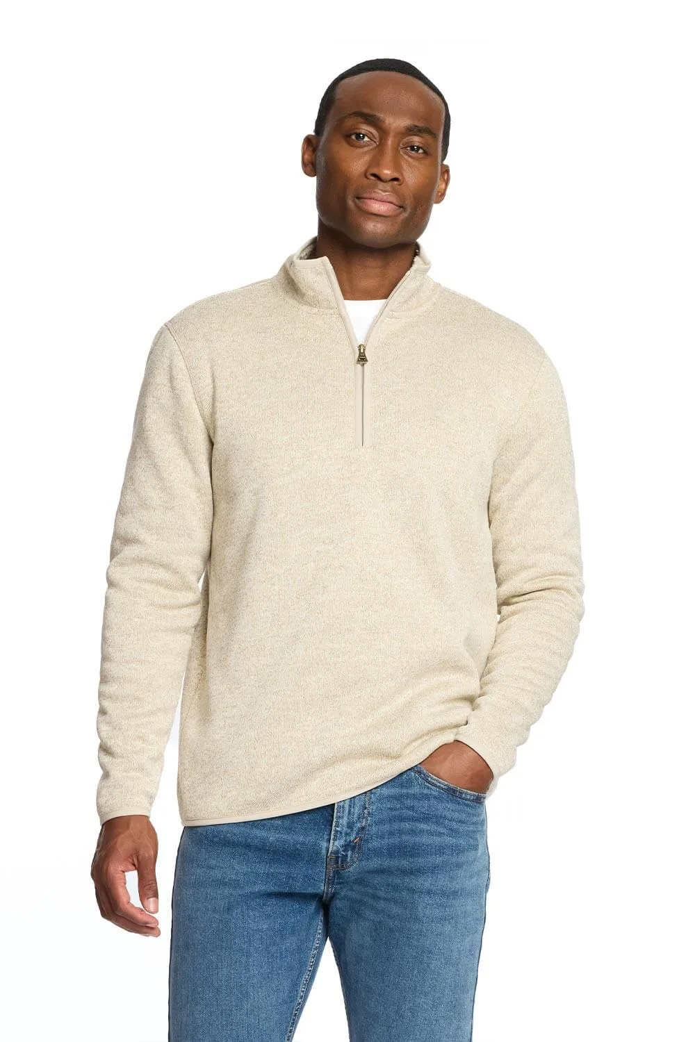 Weatherproof Vintage Sherpa Quarter Zip Pullover for Men in Stone | F2421150GK-STONE