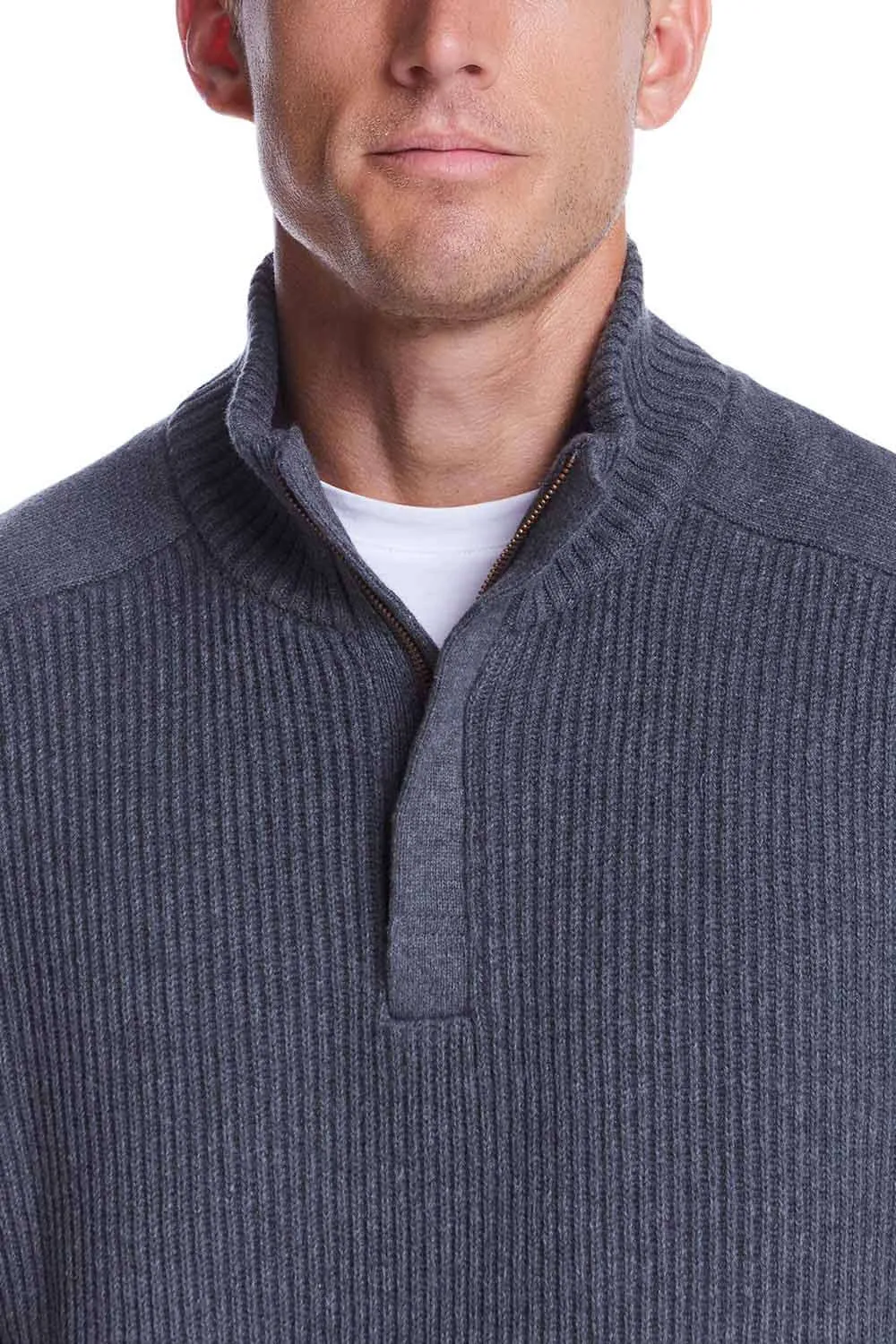 Weatherproof Vintage Southwest Quarter Zip Sweater for Men in Smoke Grey Heather | F2440421GK-SMOKEGREY