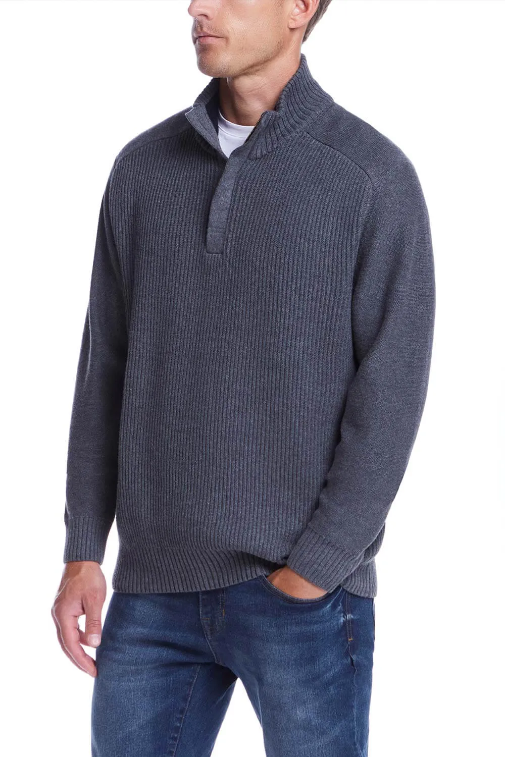 Weatherproof Vintage Southwest Quarter Zip Sweater for Men in Smoke Grey Heather | F2440421GK-SMOKEGREY