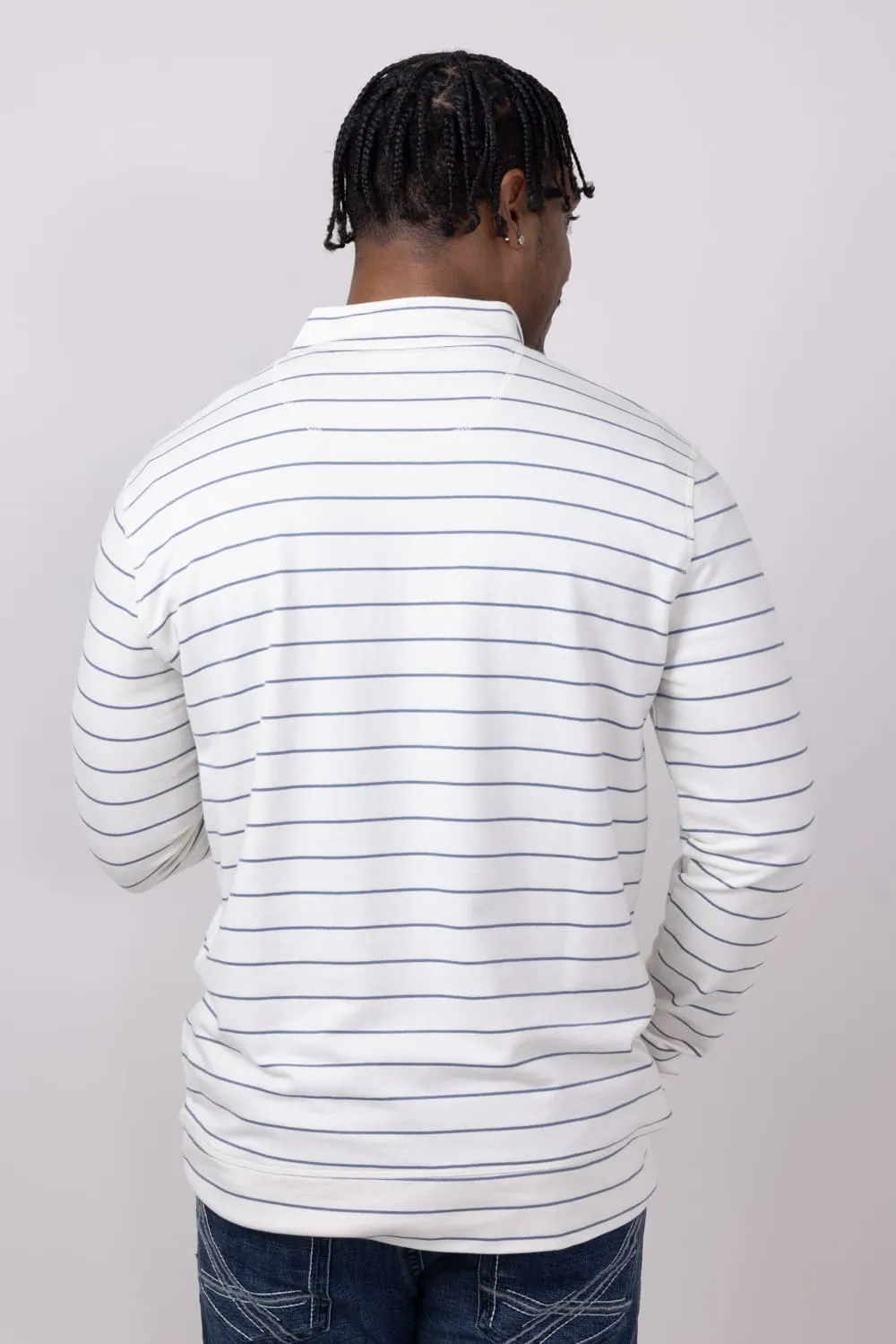 Weatherproof Vintage Striped Quarter Zip Pullover for Men in Antique White | S2531144GK-ANTIQUEWHITE