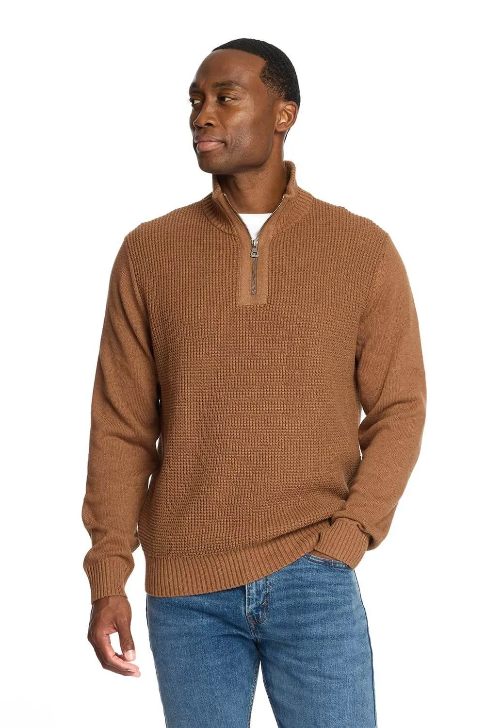 Weatherproof Vintage Textured Quarter Zip Sweater for Men in Harvest Heather | F245994GK-HARVESTHEATHER