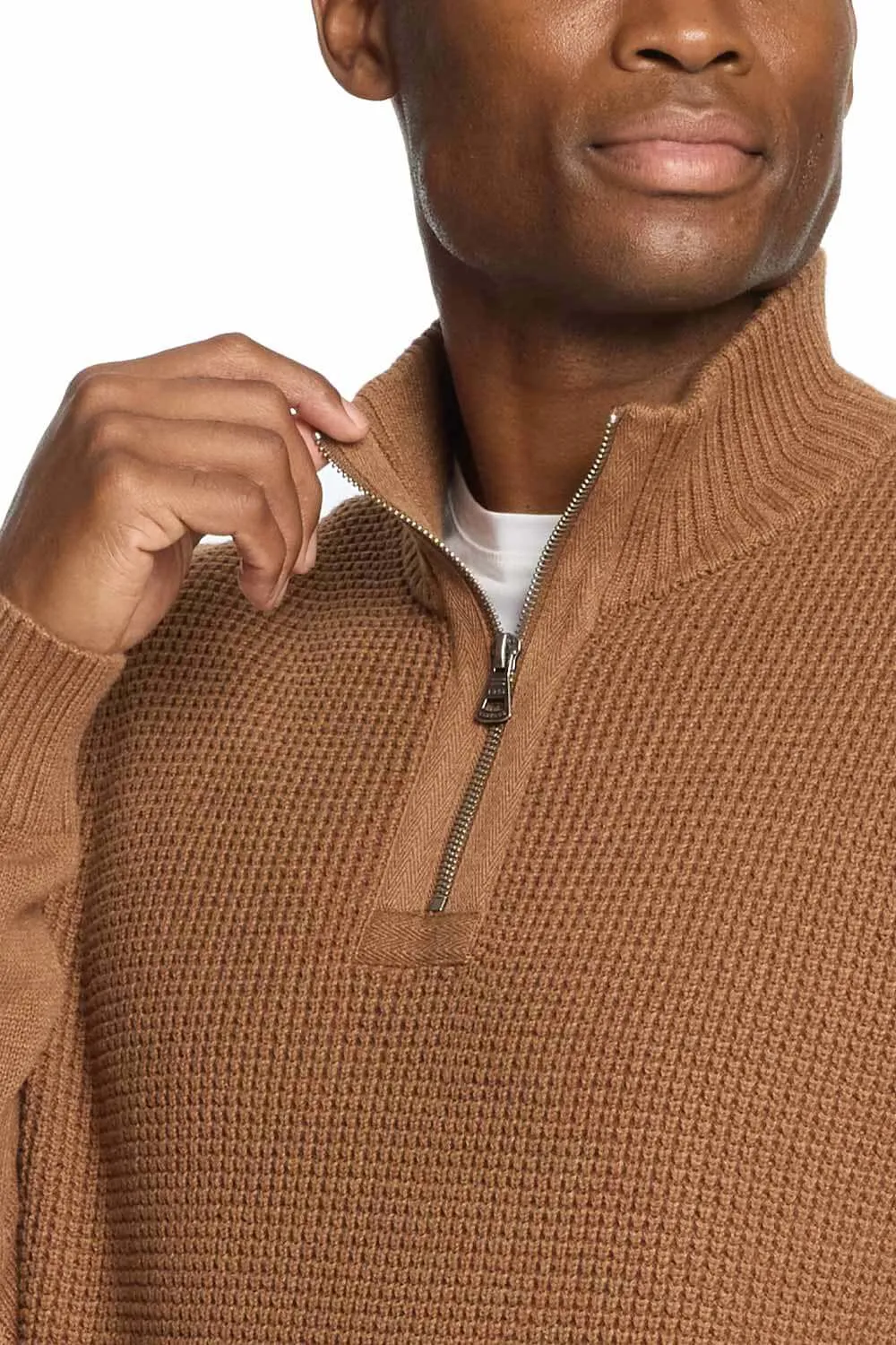 Weatherproof Vintage Textured Quarter Zip Sweater for Men in Harvest Heather | F245994GK-HARVESTHEATHER