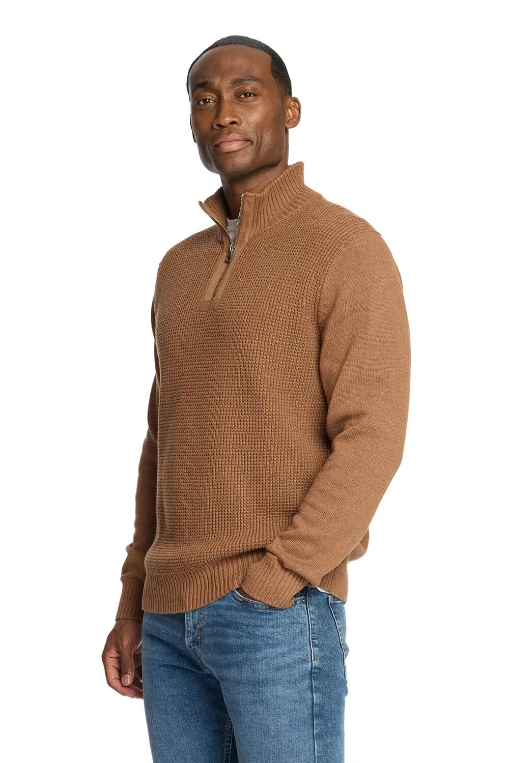 Weatherproof Vintage Textured Quarter Zip Sweater for Men in Harvest Heather | F245994GK-HARVESTHEATHER