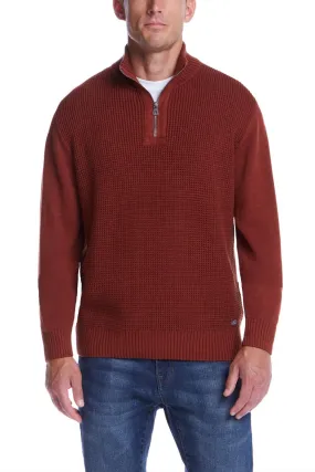 Weatherproof Vintage Textured Quarter Zip Sweater for Men in Roasted Russet | F245994GK-ROASTEDRUSSET