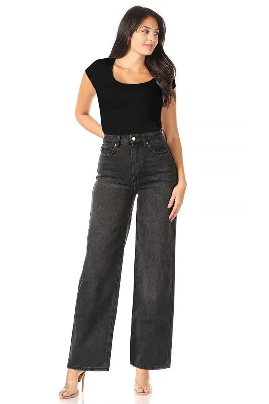 Wide Leg Dark Denim Jeans