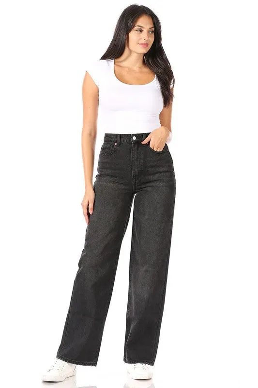 Wide Leg Dark Denim Jeans