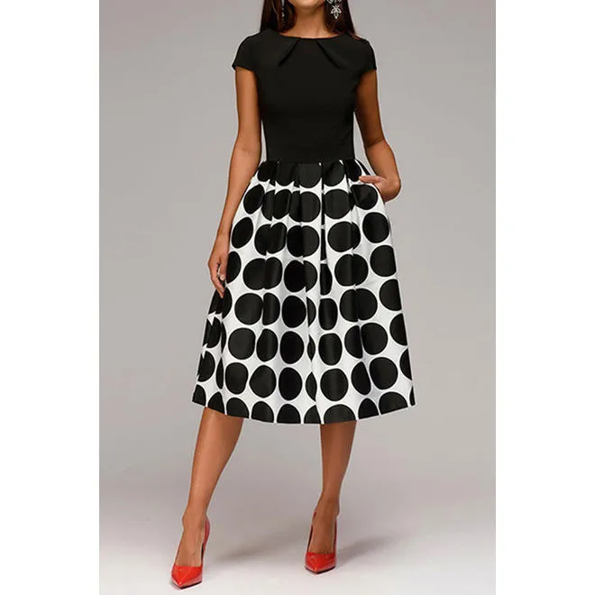 Women Solid Bust Dotted Skirt Casual Dress - C2253KMD