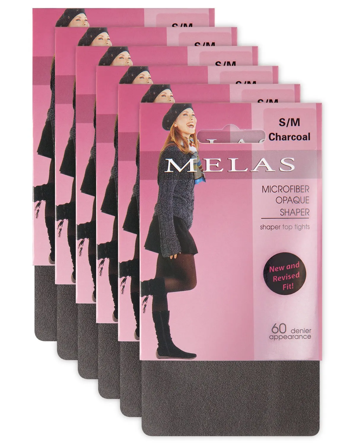 Women's 6 Pair Pack 60 Denier Melas Microfiber Opaque Shaping Tights