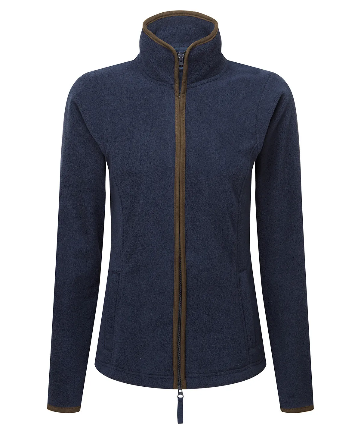 Womens artisan fleece jacket | Navy/Brown