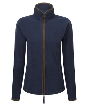 Womens artisan fleece jacket | Navy/Brown