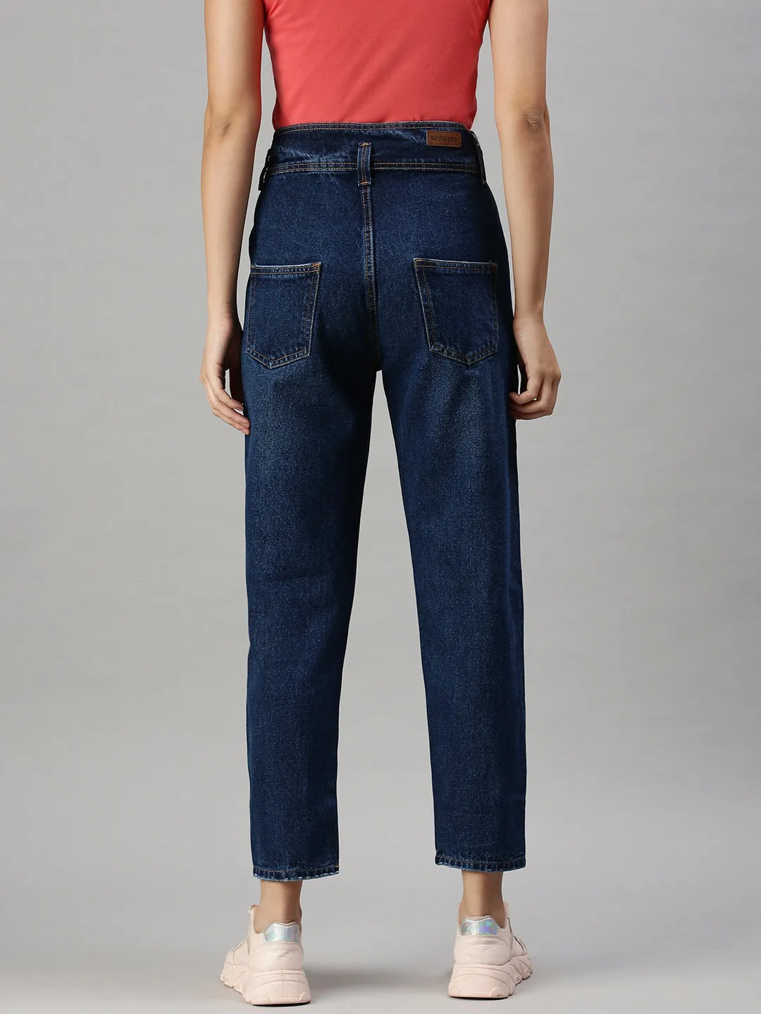 Women's Denim Mom Fit Navy Blue Jeans