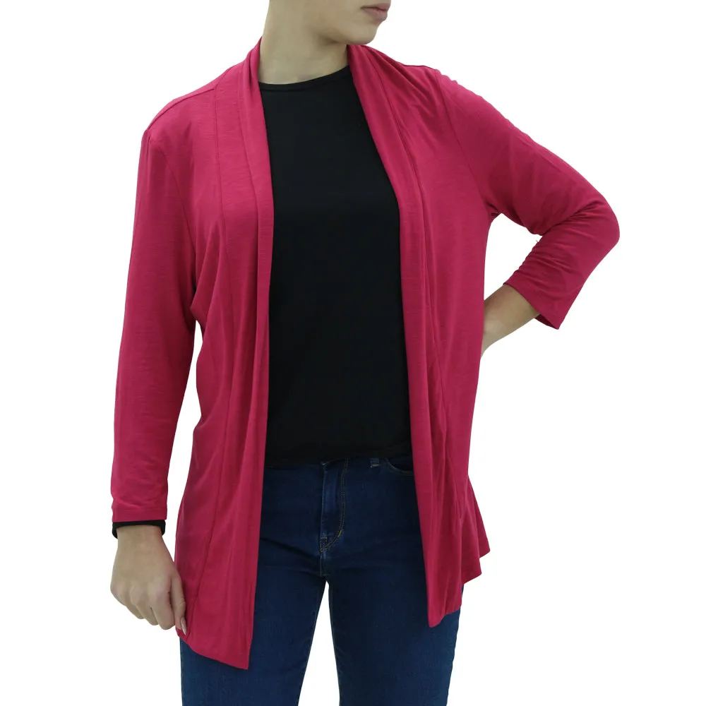 Women's Open Front Cardigan Top,Fuchsia