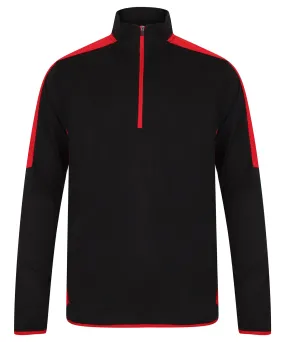 zip mid-layer with contrast panelling | Black/Red